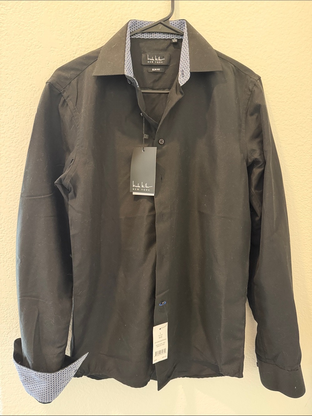 Slim Fit Black Dress Shirt with Contrast Trim - Hanky Panky New York